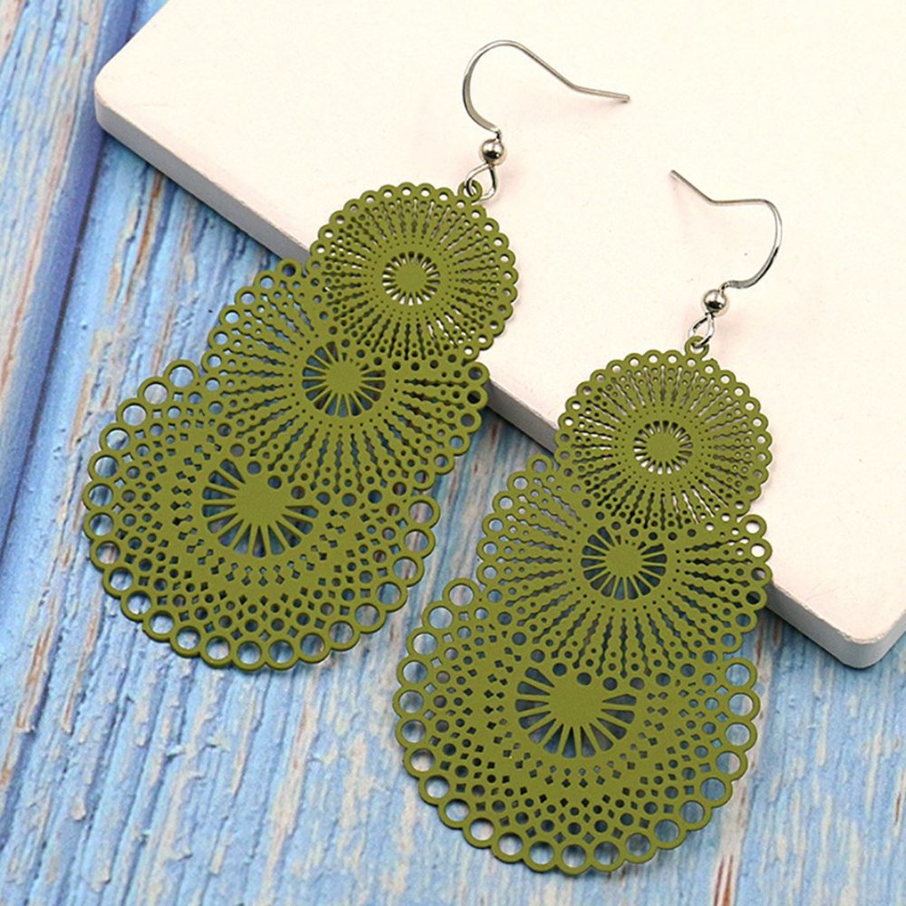 Lime Ethic Style 3-Layer Circle Oversized Dangle Earrings
